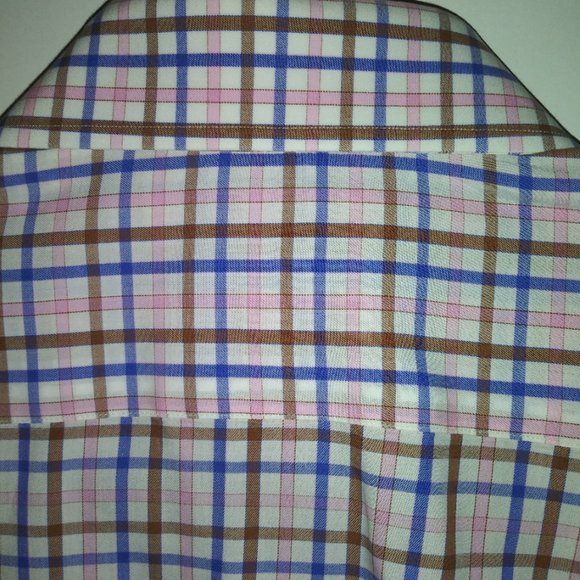 Ledbury: Men's Blue, Brown & Pink Check. Barrel cuffs, Neck: 17.5 Sleeve: 37 - Picture 6 of 6